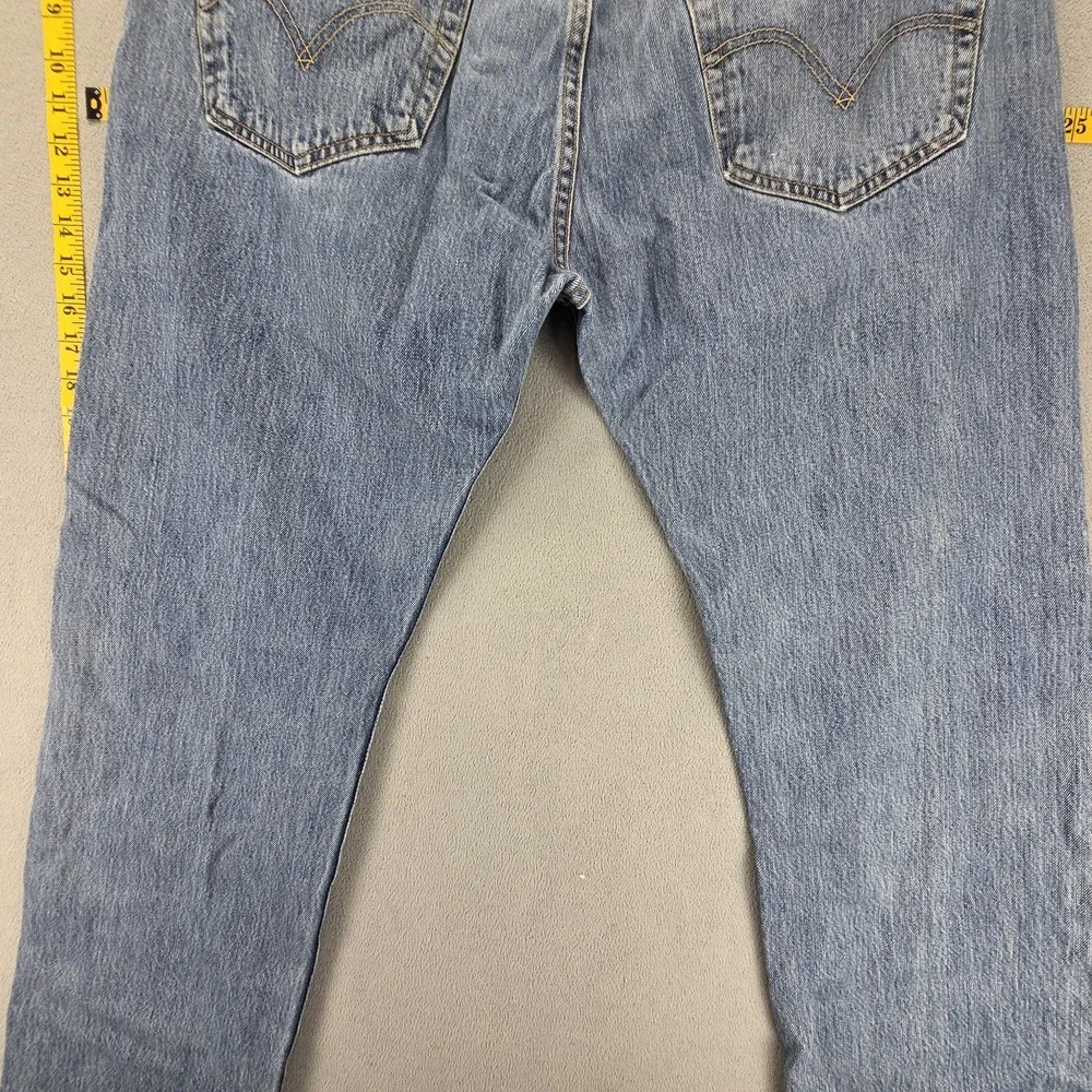 Levis‎ 501 Jeans Mens Blue Straight Button Fly Distressed Denim Fits 38x30